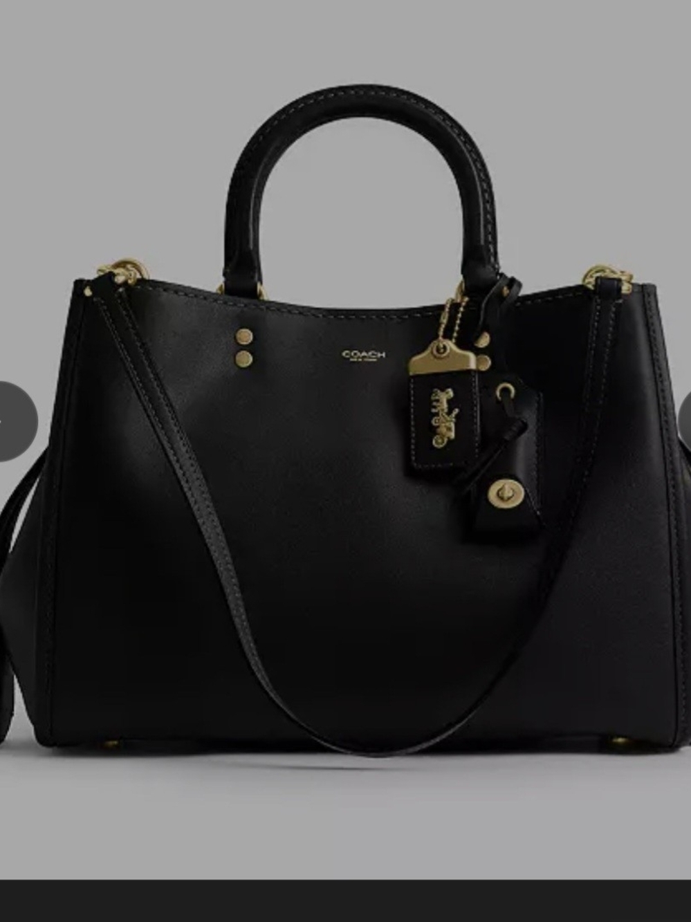 Coach Black Leather Satchel with Gold Accents